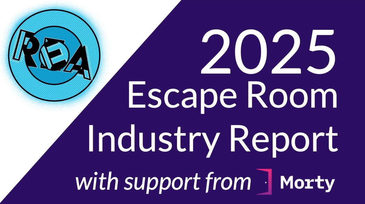 Reads: 2025 Escape Room Industry Report, with support from morty. Depicting the REA and Morty logos.