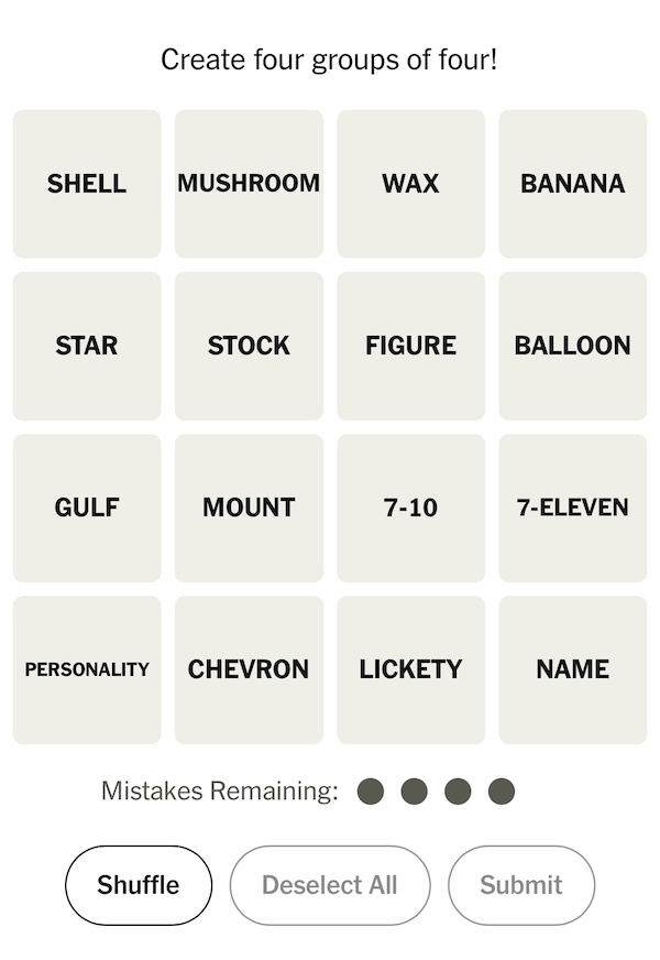 Daily puzzle game where players group words into four categories