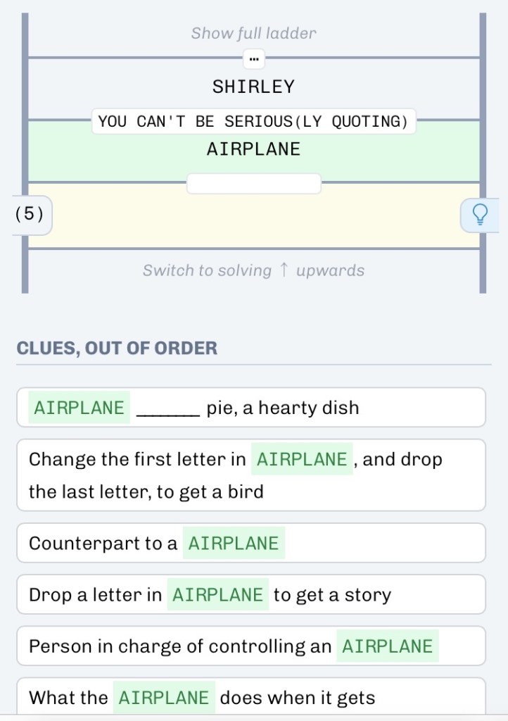 Daily puzzle where players have to interpret clues to find the right word.
