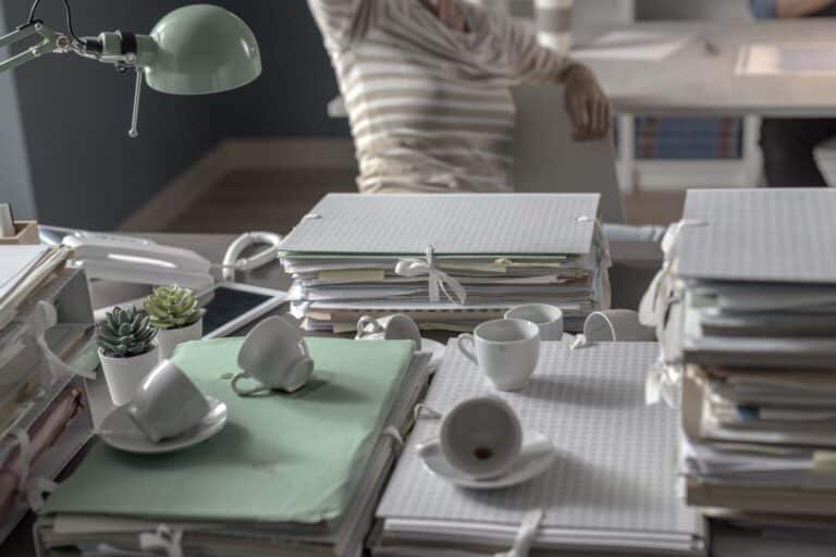 disorganized work desk