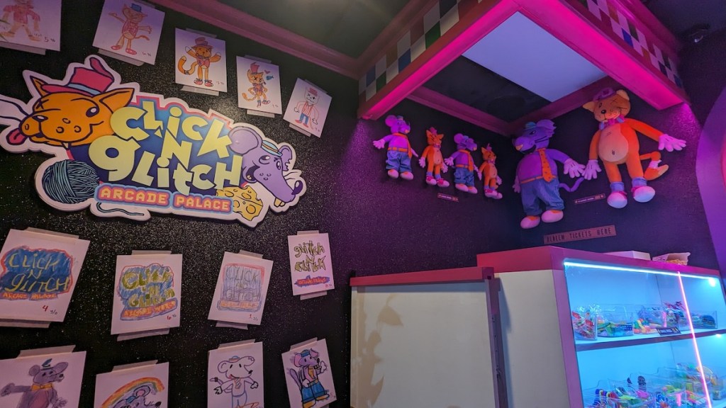 Click N Glitch Arcade Palace prize counter.