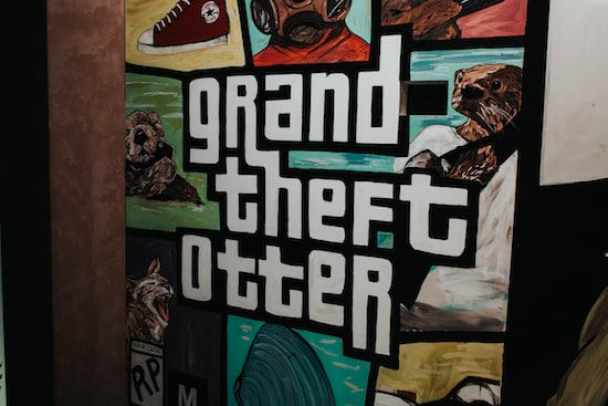 In-game: A box cover for "Grand Theft Otter"