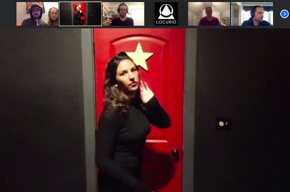 Casey showing us into the dressing room over Zoom.