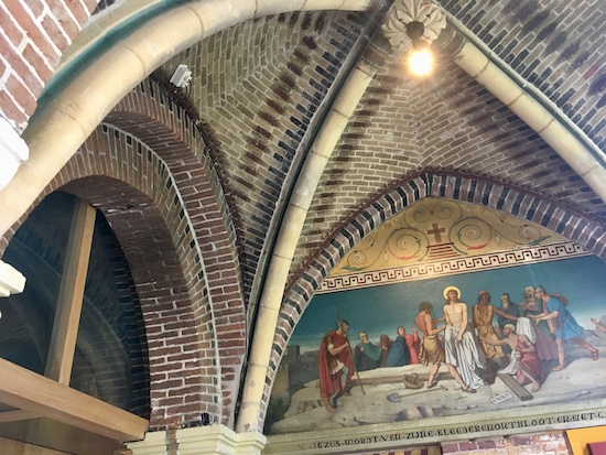 A painting on the ceiling of the Posthoorn Church at Haarlemmerstraat