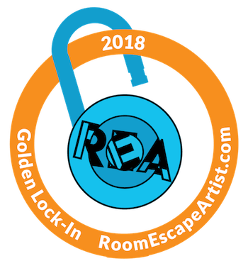2018 Golden Lock-In Award features an open REA padlock with a golden ring around it.