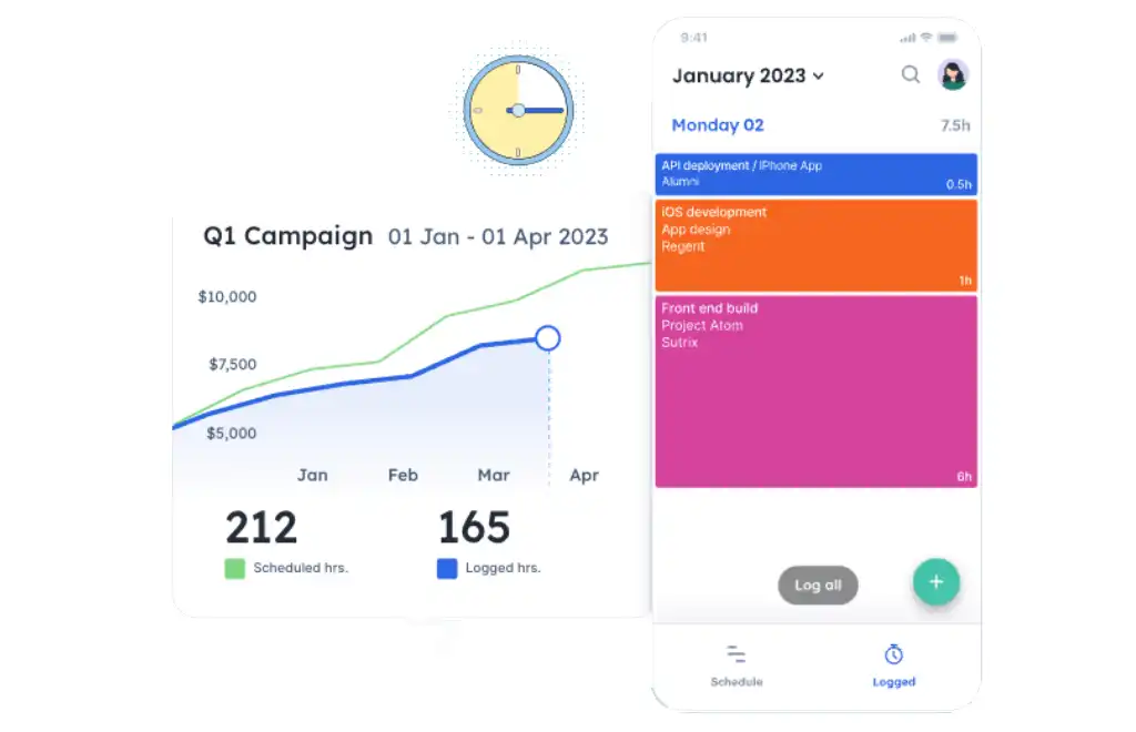 Float time tracker for iphone