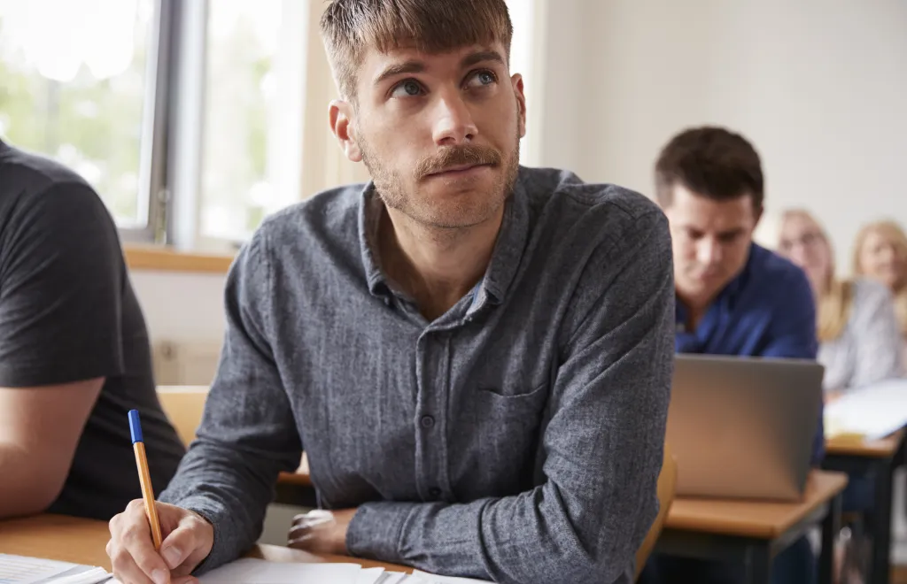 a man learning at work