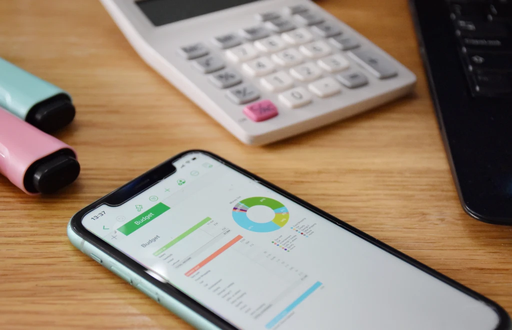 project budget sheet on smartphone